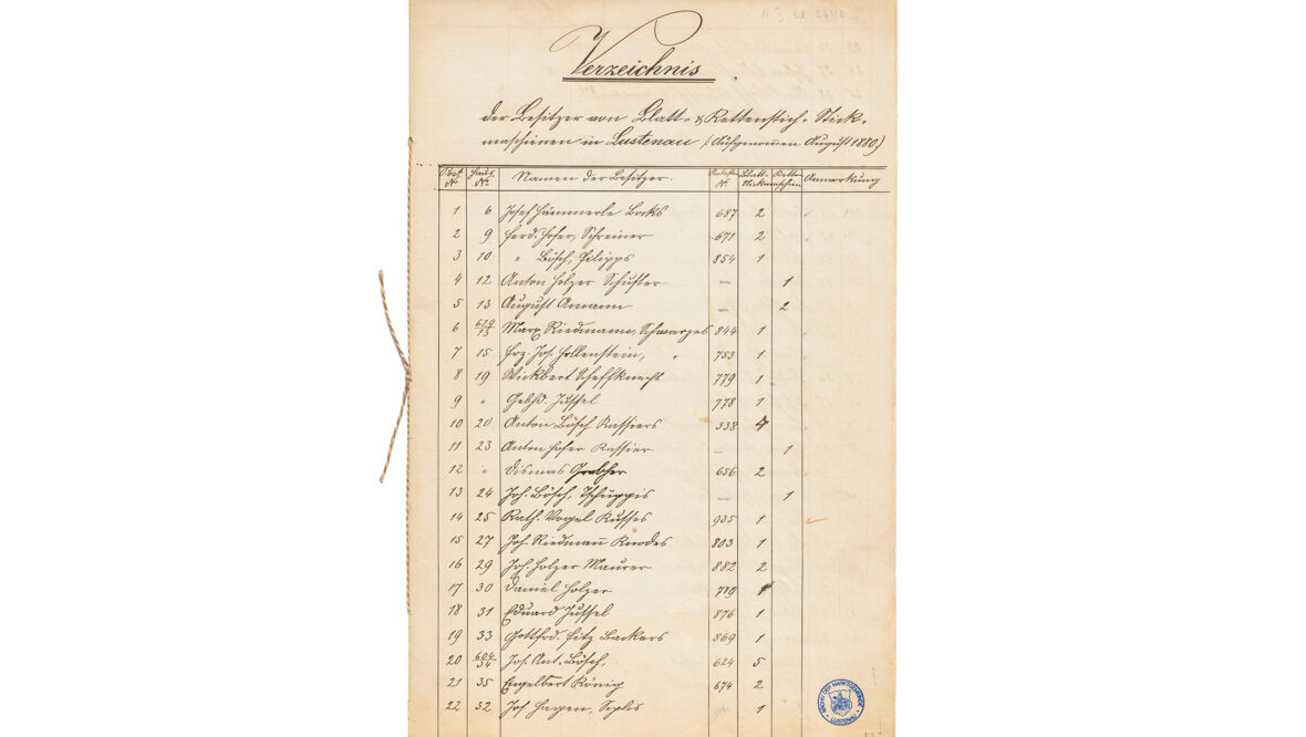 Verzeichnis Stickmaschinen